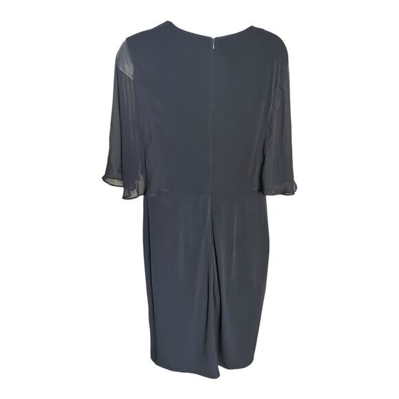 London Times Twist Front dress sheer flutter short sleeves Navy Blue size 8 NWT - Picture 3 of 5